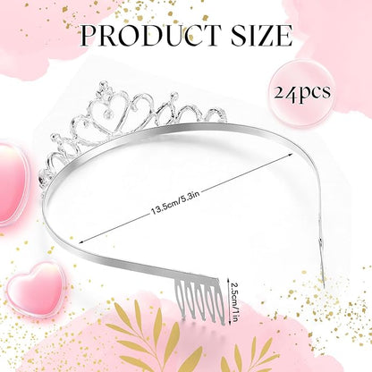 24 Pcs Crystal Tiara Headbands for Women Princess Headband Crown with Combs Tiaras and Crowns for Pageant Bridal Wedding Prom Party Gifts