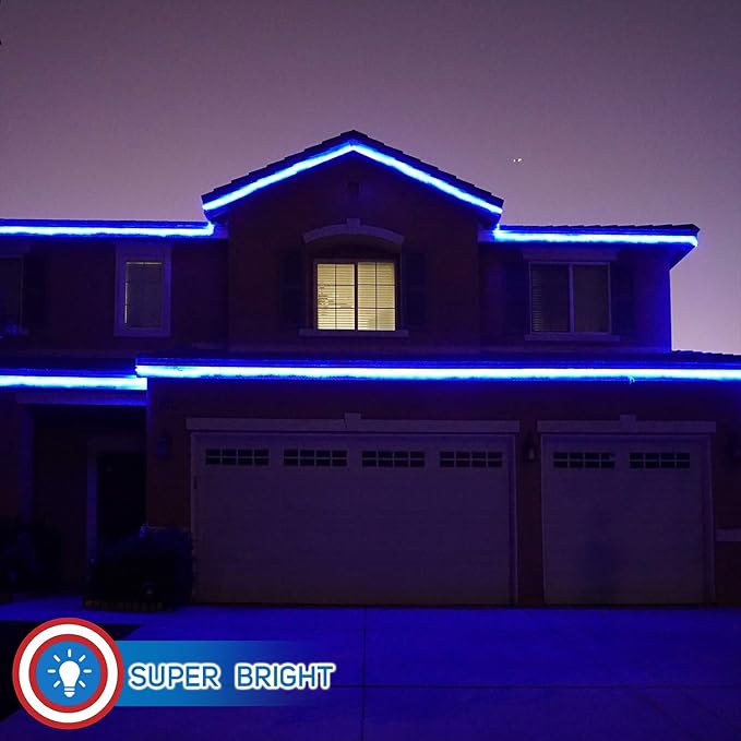 Russell Decor 100ft/30m Led Rope Lights Lamps Kit Indoor Outdoor Decorative Lighting for Party Wedding Trees Backyard Patio Deck Bright Flexible String Tube Lights Waterproof- Blue