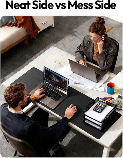YSAGi Leather Desk Pad Protector, Office Desk Mat, Large Mouse Pad, Non-Slip PU Leather Desk Blotter, Laptop Desk Pad, Waterproof Desk Writing Pad Office and Home (Black, 35.4" x 17")