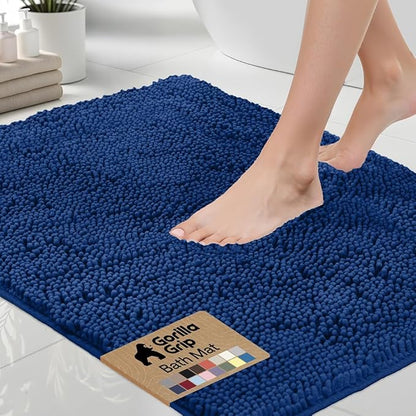 GORILLA GRIP Bath Rug Mat 36x24, Soft Absorbent Chenille, Quick Dry Microfiber Mats, Rubber Backing Washable Shower Floor Rugs, Bathmat Runner, US Designed Bathroom Home Decor Accessories Royal Blue