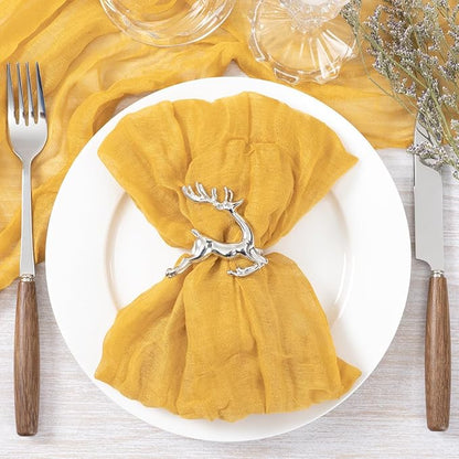 Socomi Gold Yellow Cheesecloth Napkins Fall Thanksgiving Cheese Cloths Gauze Set of 50 Boho Washable Dinner Table Napkins for Wedding Party Baby Shower Birthday Party Decor