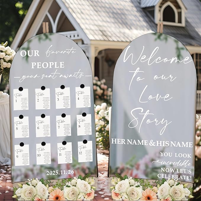 Personalized Wedding Sign Decals for Mirror Custom Welcome to Our Wedding Mirror Signs for Reception DIY Bride & Groom Names Date Vinyl Stickers Marriage Lettering Vinyl Decal for Party Entry Backdrop