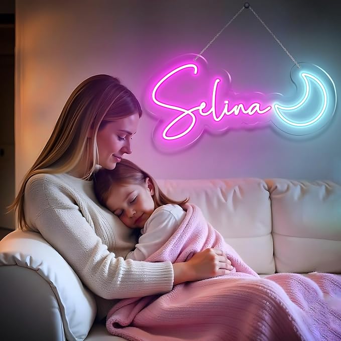 Custom Neon Signs, LED Neon Sign Customizable for Room Wall Decor, Personalized Neon Name Sign for Girl Boy, Personalized Birthday Party Wedding Christmas Decoration Bar Shop Name Gift (Pink)