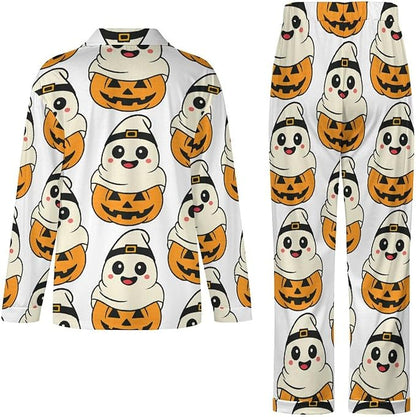 Lemons Leaves Ceramic Style Womens Pajama Set Long Sleeve Pajamas Top And Pants Soft Loungewear Pjs Sets