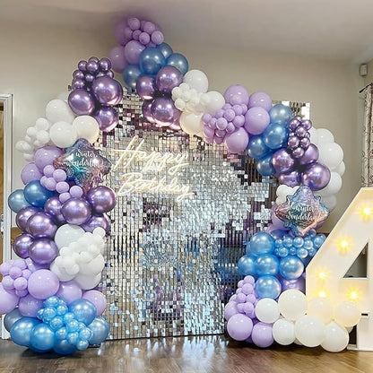 Frozen Balloons Arch Kit, 162pcs Blue and Purple Balloon Arch with Pearlescent Metallic Confetti Balloons for Princess Birthday Winter Wonderland Baby Shower Frozen Theme Party Decorations