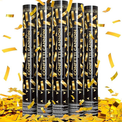 Yellow Confetti Poppers, 15 Inch Gold Party Poppers for Birthday, Wedding, Halloween Celebrations - Air Powered Confetti Gun
