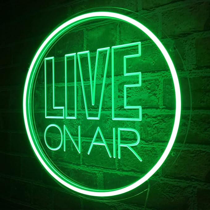 NOXTROND Live On Air Neon Sign, USB Powered Live On Air Light Sign, Dimmable Round Live Streaming LED Neon Night Light for Tiktok, Twitch Streamer, Gamer, Game Room, Studio Decor (Green)
