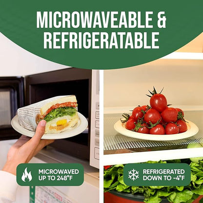 Paper Plates 6 Inches, 100 Pack Disposable Plates – 100% Compostable Plates, Water & Oil Proof Dessert Plates, Microwavable Small Paper Plates, Perfect Paper Plate For Party - Brown