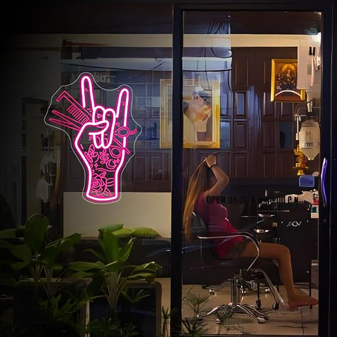 Neon Sign, Hair Salon Neon Signs for Wall Decor Neon Pink LED Signs 3D Engrave Salon Neon Light Up Signs Home Decor for Business Bedroom Club Party Bars Shop USB Operated