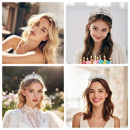 Kamirola Crystal Crowns and Tiaras Headband for Girl or Women Birthday Party Wedding Prom Bridal Christmas Valentine Mother's DayTR20 (Silver)