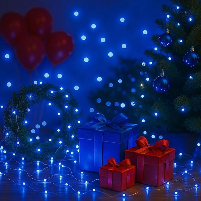 6 Pack Fairy Lights Battery Operated with Timer Silver Wire Mini 13FT 40LED Waterproof Cuttable Twinkle Christmas String Lights for Home Bedroom Wedding DIY Centerpiece Birthday (Blue)
