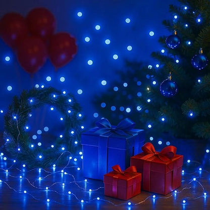 6 Pack Fairy Lights Battery Operated with Timer Silver Wire Mini 13FT 40LED Waterproof Cuttable Twinkle Christmas String Lights for Home Bedroom Wedding DIY Centerpiece Birthday (Blue)