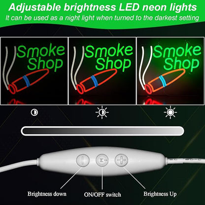 Smoke Shop Neon Signs, LED Neon light, Dimmable USB Powered, for Commercial Smoke Shop Bar Man Cave Pub Recreation Room Garage