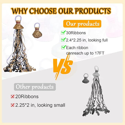 12 Pack Streamer Poppers, Gold/Silver/Black Tri-Tone No Mess Confetti Poppers，Party Poppers No Mess Streamers Easy to Clean Handheld Streamer Cannon，Ideal for Celebrations and Events