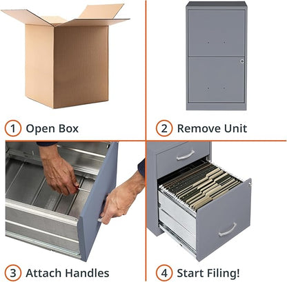 2 Drawer Locking Filing Cabinet | Pre-Assembled Steel Construction | Space-Saving Design is Perfect for Home and Small Office | Letter-Size | Assembled in North America