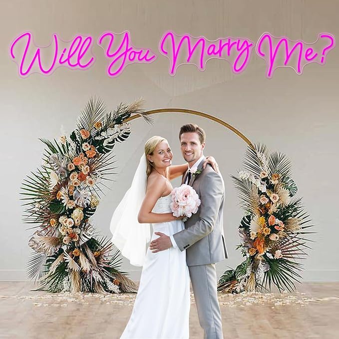 Super Large Will You Marry Me Neon Sign，80.1 inches Marry Me Sign Neon Light for Wedding Engagement Party Backdrop Wall Decor, Rose Red