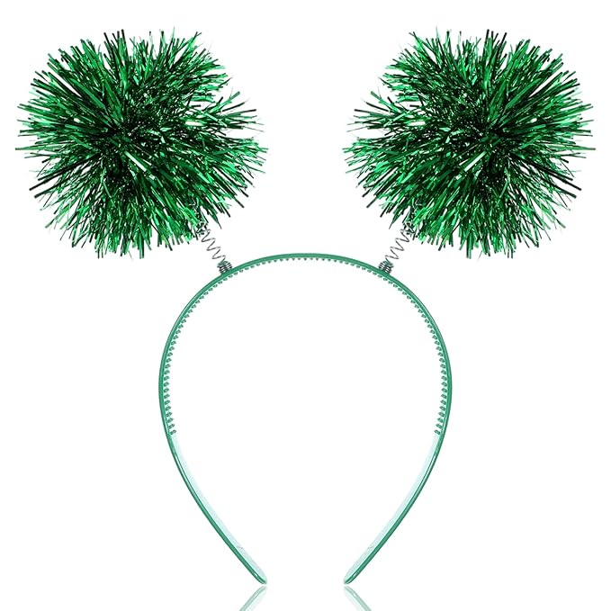 Pompom Headband,Green Headbands with Fluffy Balls, Pom Pom Headbands, for Fancy Dress Cosplay Hair Jewelry Accessories for Women Girls Party Birthday