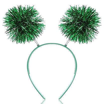 Pompom Headband,Green Headbands with Fluffy Balls, Pom Pom Headbands, for Fancy Dress Cosplay Hair Jewelry Accessories for Women Girls Party Birthday