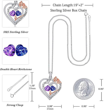 Iefil Christmas Gifts for Wife Women - 925 Sterling Silver Double Birthstone Necklace, Anniversary Birthday Gifts for Women, Jewelry Gift for Wife Girlfriend Mom Her