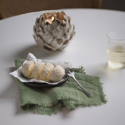 Handmade Cloth Napkins 100% Cotton Napkins with Fringe，Delicate Handmade Cloth Napkins for Dinners, Parties, Weddings and More，18 x 18 Inch Set of 12 - Sage Green