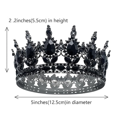 Queen Crown Rhinestone Wedding Crowns and Tiaras for Women Costume Party Hair Accessories Princess Birthday Crown Crystal Bridal Crown (Black Crown)
