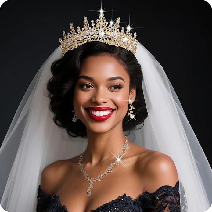 Kamirola Tiaras and Crowns for Women,Tiaras Earrings Necklace, Crystal Bridal Jewelry Set (TR48)
