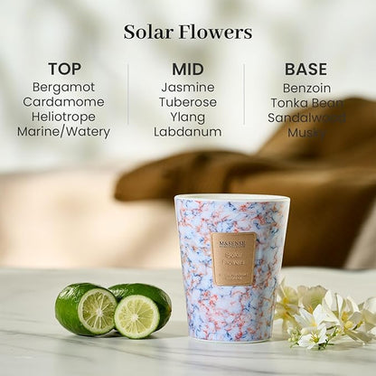 M&SENSE Solar Flowers Scented Candles for Home, 3 Wick Highly Scented Jar Candle, 14.1 Oz 80H Long Lasting Burning Christmas Candle for Women, Aromatherapy Candles for Holiday Christmas Gift