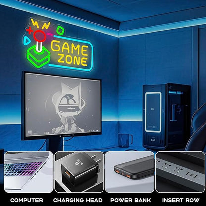 Game Zone Neon Sign for Gamer Room Decor, Gaming Light Neon Sign for Wall, Bedroom, Man Cave, Dimmable Led Neon Gaming Signs Gifts for Gamer, Boys, Teens, Men