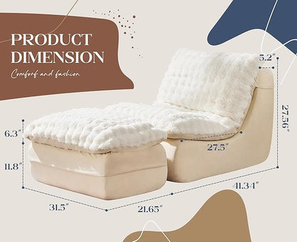 Hobestluk Sofa Couch Foam Sofa for Small Spaces Comfy Sofas with Footrest Couch Recliner Small Sofas for Living Room, Bedroom, Apartment (White)