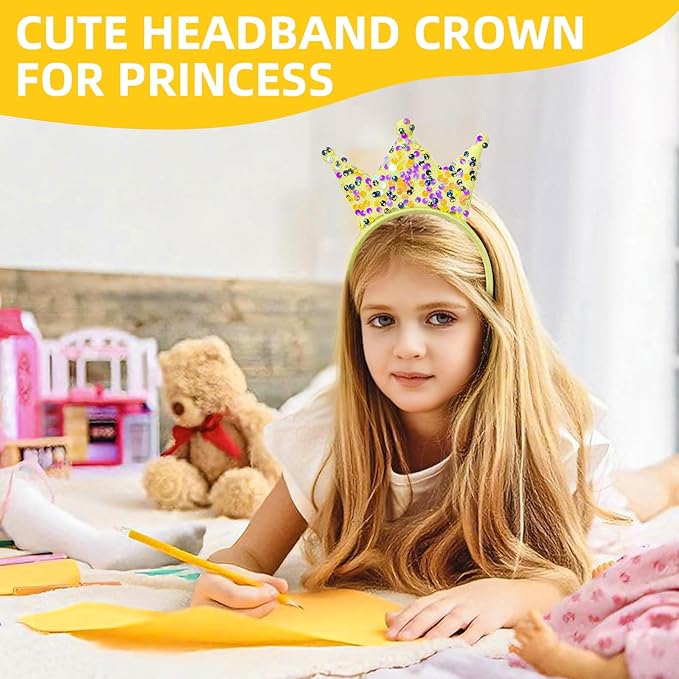 Princess Crowns 10 Packs Headbands for Girls Women, Glitter Birthday Tiara Crowns for Princess Party Favors Birthday Gifts
