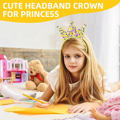 Princess Crowns 10 Packs Headbands for Girls Women, Glitter Birthday Tiara Crowns for Princess Party Favors Birthday Gifts