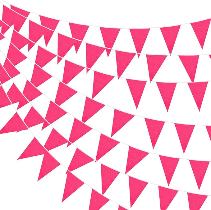 100 Feet Pennant Banners Flags 75 Solid String Triangle Flags for Grand Opening, Carnival Theme Birthday Party Decoration Outdoor Events Classroom Decoration(Rose Red)
