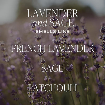 Sweet Water Decor Lavender and Sage Scented Soy Candles – French Lavender, Lime, Sage, Ginger, – Cozy All-Year-Round Aroma – 50 Hour Burn – 12oz Tinted Glass Jar for Home Decor and Bedroom Decor