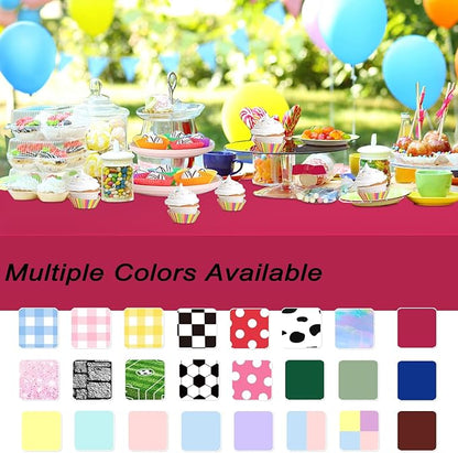 WNINK 2 Pack Bright Red Plastic Tablecloth Disposable Table Covers 54" x 108" Table Cloths for Bridal Shower Engagement Wedding Birthday Picnic Parties