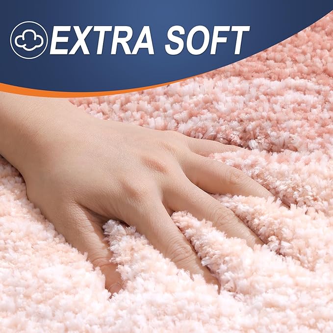 OLANLY Bathroom Rugs Mat 47x24, Extra Soft Absorbent Microfiber Bath Rugs, Rubber Backing, Quick Dry, Machine Washable Bath Mats for Bathroom Floor, Tub and Shower, Home Decor Accessories, Peach