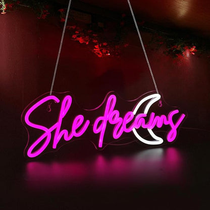 She Dreams Neon Sign, Neon Signs for Wall Decor Neon LED Signs Room Neon Light Up Signs Home Decor
