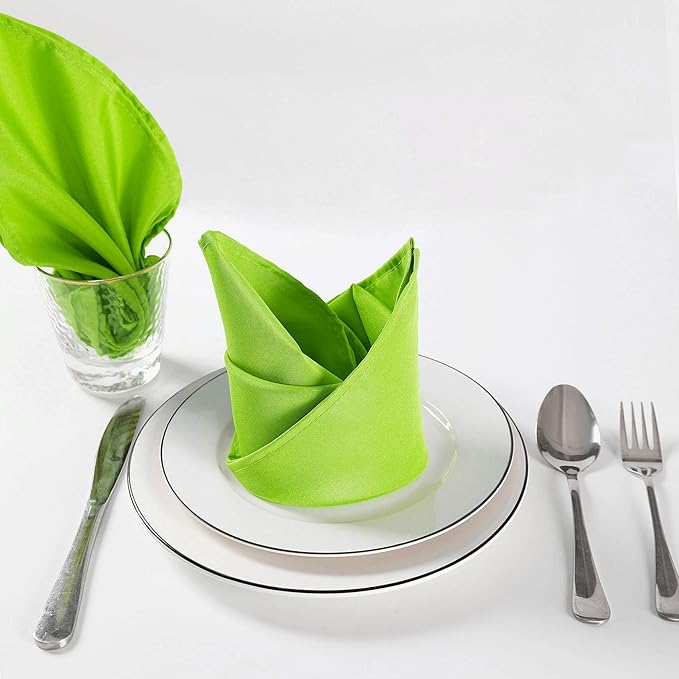 Cupuamon Cloth Napkins 20x20 inch Washable Polyester Dinner Napkins Soft Table Napkins for Wedding Party Dining Banquet(Apple Green,100PCS)