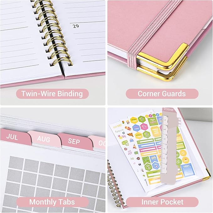 Daily Planner 2026 (8.5" x 11") - Weekly & Monthly Planner (Jan. 2026 - Dec. 2026), Column View Calendar Organizers, Hardcover Agenda Book with Tabs for Office & School, Pink
