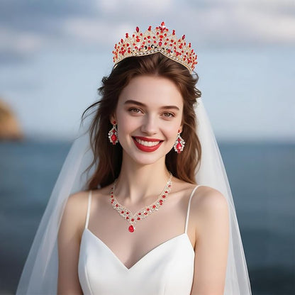Kamirola Tiaras and Crowns for Women,Tiaras Earrings Necklace, Crystal Bridal Jewelry Set, Costume Party Halloween Prom Pageant Jewelry for Women TR80