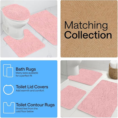 GORILLA GRIP Bathroom Rug Sets, Soft Chenille 2 Piece Area Rugs Set, Toilet Base Mat and 30x20 Carpet, Absorbent Microfiber Washable Mats Dry Quickly, Home Décor and Bath Room Accessories, Lt Pink