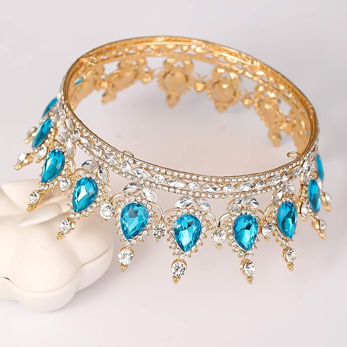 FORSEVEN Queen Crown Rhinestone Wedding Crowns and Tiaras for Women Costume Party Hair Accessories Princess Birthday Crown Crystal Bridal Crown Christmas Decorations Headband
