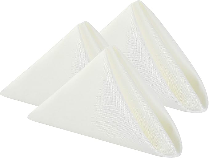 Cloth Napkins 20x20 inch Washable Polyester Dinner Napkins Soft Table Napkins for Wedding Party Dining Banquet(Ivory,100PCS)
