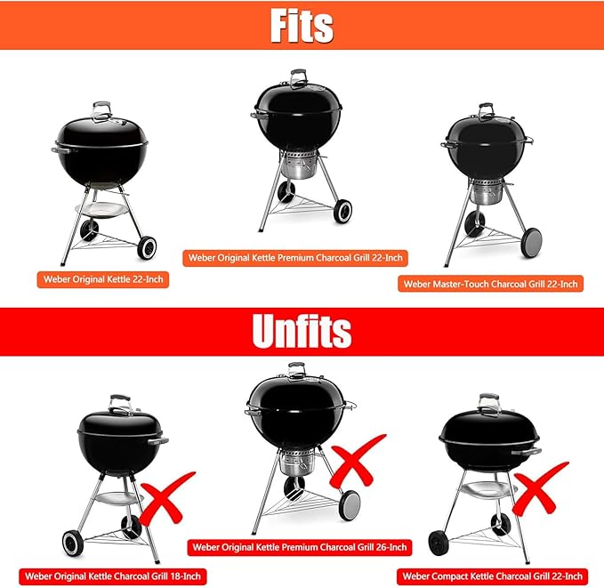 Upgraded Grill Table Shelf for Kettle Grills 22 Inch, Side Table Shelf Replaces Weber Master Touch & Original Charcoal Grill, Grill Accessories for Weber Kettle, Outdoor Steel BBQ Table Shelf