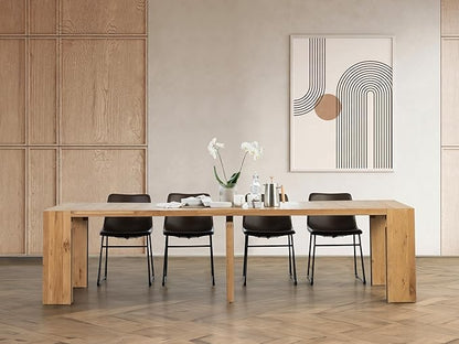 Transformer Table - Solid Wood Extendable Dining Table, Seats 2-12, Expandable Dining Room Table, Space-Saving Furniture, Expandable Dining Furniture, Natural (Table Only)