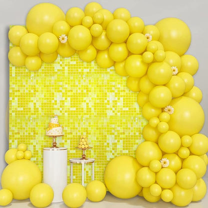 24PCS Colorful Yellow Shimmer Wall Backdrop, Square Sequin Photo Backdrops Panel, Glitter Wall Background for Birthdays, Weddings, Christmas, Engagements, Disco Bachelorette Party Decor (3FTx4FT)