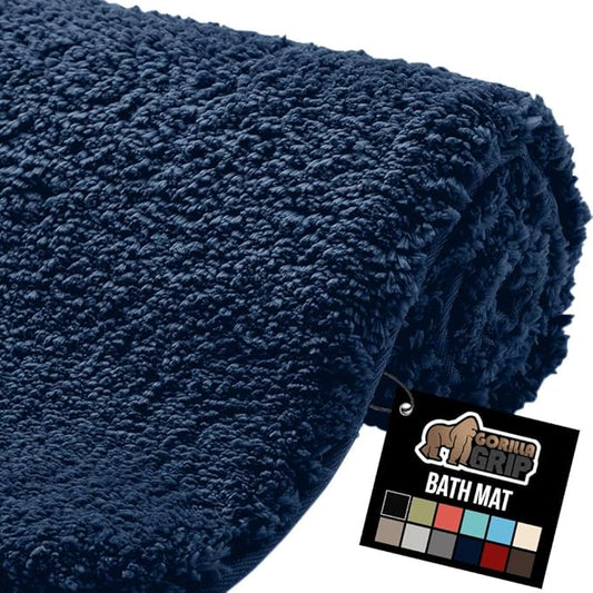 GORILLA GRIP Bathroom Rugs, 42x24, Ultra Soft Absorbent Mat, Thick Plush Bath Rug, Machine Washable, Microfiber Quick Dry, Mats for Shower, Bathtub and Floor, Home Decor Accessories, Navy Blue
