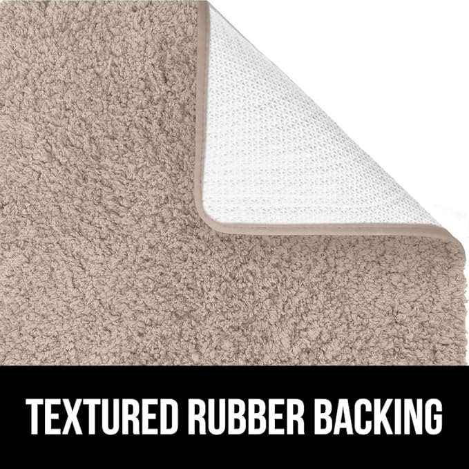 GORILLA GRIP Bathroom Rugs, 60x24, Ultra Soft Absorbent Mat, Thick Plush Bath Rug, Machine Washable, Microfiber Quick Dry, Mats for Shower, Bathtub and Floor, Home Decor Accessories, Beige