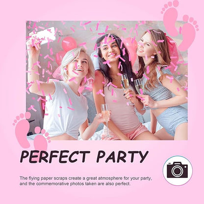 6 Pack Gender Reveal Confetti Cannon | No Powder Confetti Poppers | Ideal for Baby Girl Gender Reveal Decoration (6 Pink)