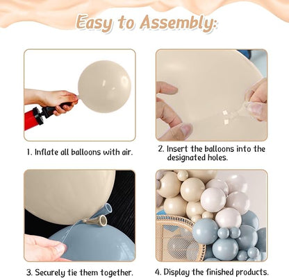Gender Reveal Balloon Arch Kit,122Pcs Blush Pink Dusty Blue Sand White Peach Balloons for Gender Reveal Party Boho Wedding Bridal Engagement Baby Shower Anniversary Birthday Party Decorations