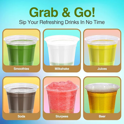 Eco Compostable Plant-Based Clear Plastic Cups 12oz Thick, Reusable, Disposable Iced Coffee Cups for Smoothies, Beer & Any Beverages for Parties, Weddings & Gatherings